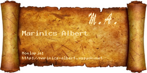 Marinics Albert névjegykártya